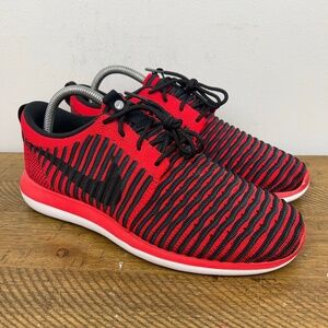 Nike Roshe Two Flyknit Shoes Youth 7Y GS Red Black‎ Athletic Running Sneakers